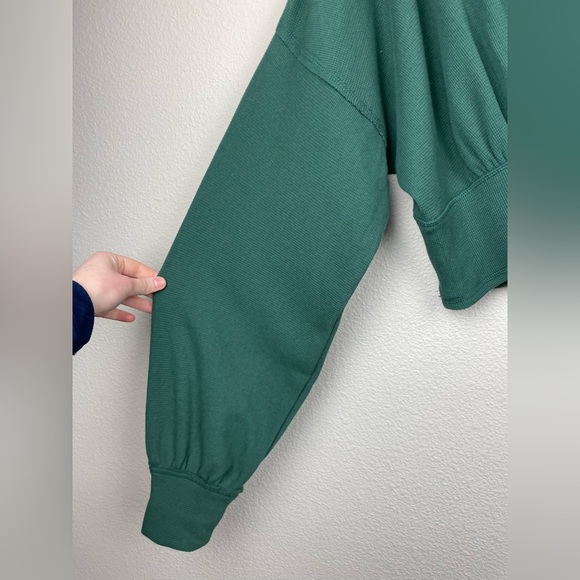 FREE PEOPLE Women's XL Thermal All Nighter Long Sleeve Top Waffle Knit Crop - Picture 15 of 16